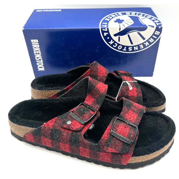 Birkenstock Arizona Rivet NEW Women's Narrow Fit Sandal Red/Black EU Size 42 - Picture 1 of 10